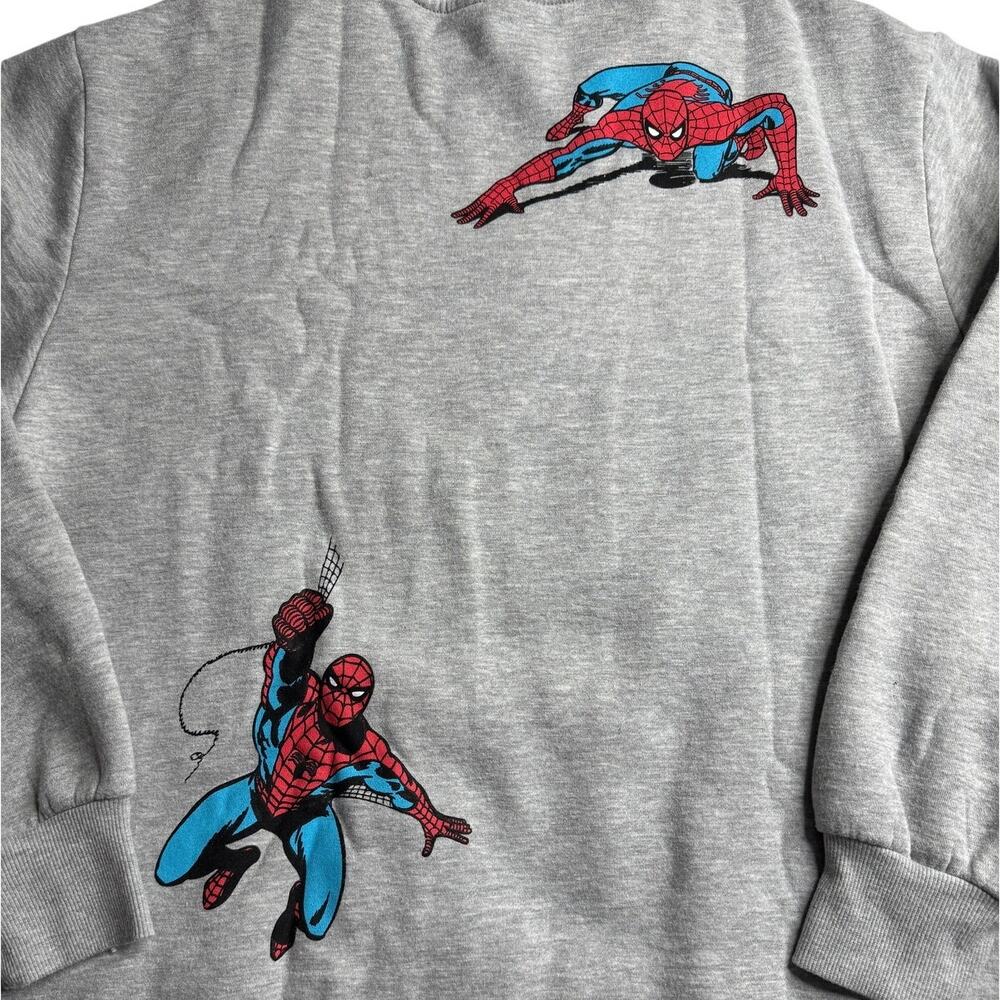Marvel Spider-Man Gray Graphic Crewneck Sweatshirt Medium Pullover Embroidered - Picture 7 of 12